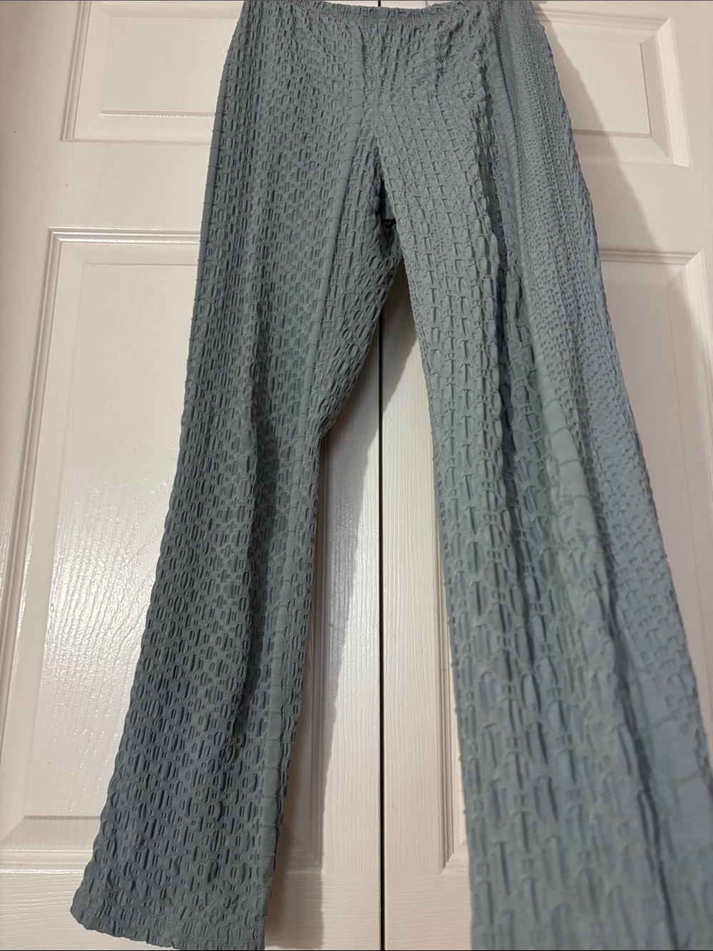 Babette San Fran 1980’s Vintage Textured Straight Leg Pull-on Pants Sage XS/S